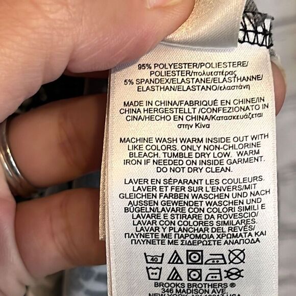 Brooks Brothers Black White Faux Wrap Dress Size XL Petite XLP - Picture 5 of 5